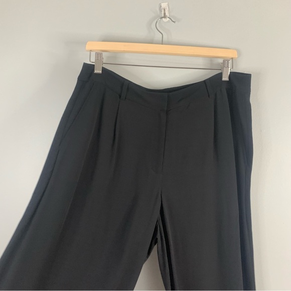 Eileen Fisher Womens Black Pleated Crepe Straight Dress Pants Trousers Tencel 10 - Picture 5 of 13